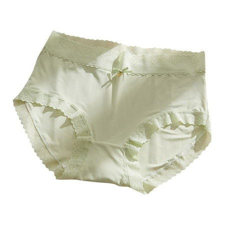 Ashirexll Panties for Women  Ice Silk Underwear Traceless Mid Waist Cotton Breathable Pants Ultra Thin Silk Breathable Underwear Green L