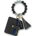 thumbnail image 5 of Ouber Women Keychain Bracelet Wristlet with Card Wallet Silicone Beaded Key Ring Bracelet Elastic Keyring Bangle Pink-1Pc, 5 of 8