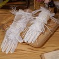 thumbnail image 3 of RUISINERY Wedding Lace Gloves Proms White Gloves Feathered Long Gloves for Operas Women Lady Proms Costume Accessories, 3 of 8
