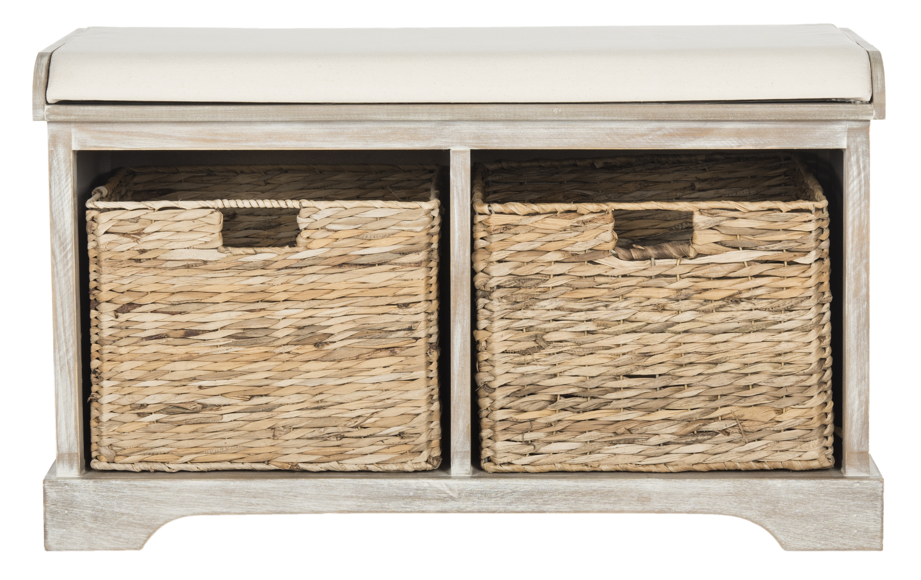 Safavieh Freddy Wicker Storage Bench, Vintage White photo 3