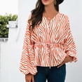 thumbnail image 5 of Womens Fall Tunic Tops Henley V Neck Lantern Long Sleeve Blouses Trendy Printed Button Drawstring Tshirts for Leggings, 5 of 7