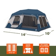 Ozark Trail 10 Person Family Instant Cabin Tent, 14 x 10 x 78, made with recycled materials, blue