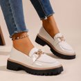 thumbnail image 5 of Women Chunky Heel Loafers Anti-Slip Lug Sole Platform Casual Work Business Dress Shoes, 5 of 6