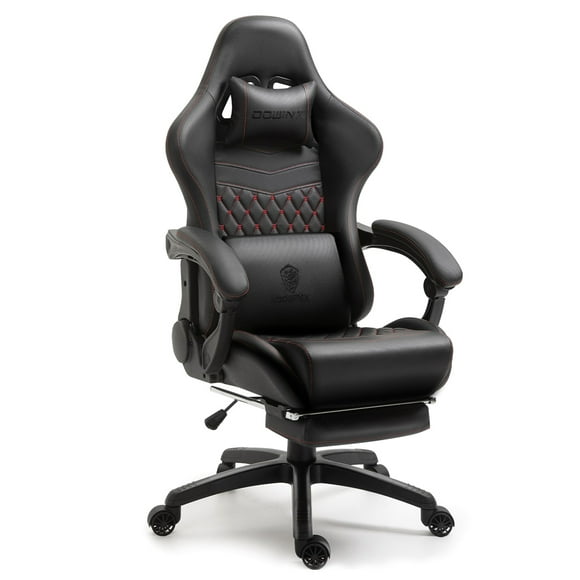 Silla Gamer Pro Dowinx | Ergonómica, Reclinable 180°, Masaje Lumbar USB, Reposapiés Retráctil, Ajustable | Cuero Sintético Premium