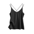 thumbnail image 6 of Oudiya Womens Silk Satin Camisole Tank Tops V Neck Spaghetti Strap Blouses Cross Back Sleeveless Cami Shirt, 6 of 7
