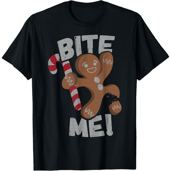 Bite Me Gingerbread Man Funny Christmas Shirt T-Shirt