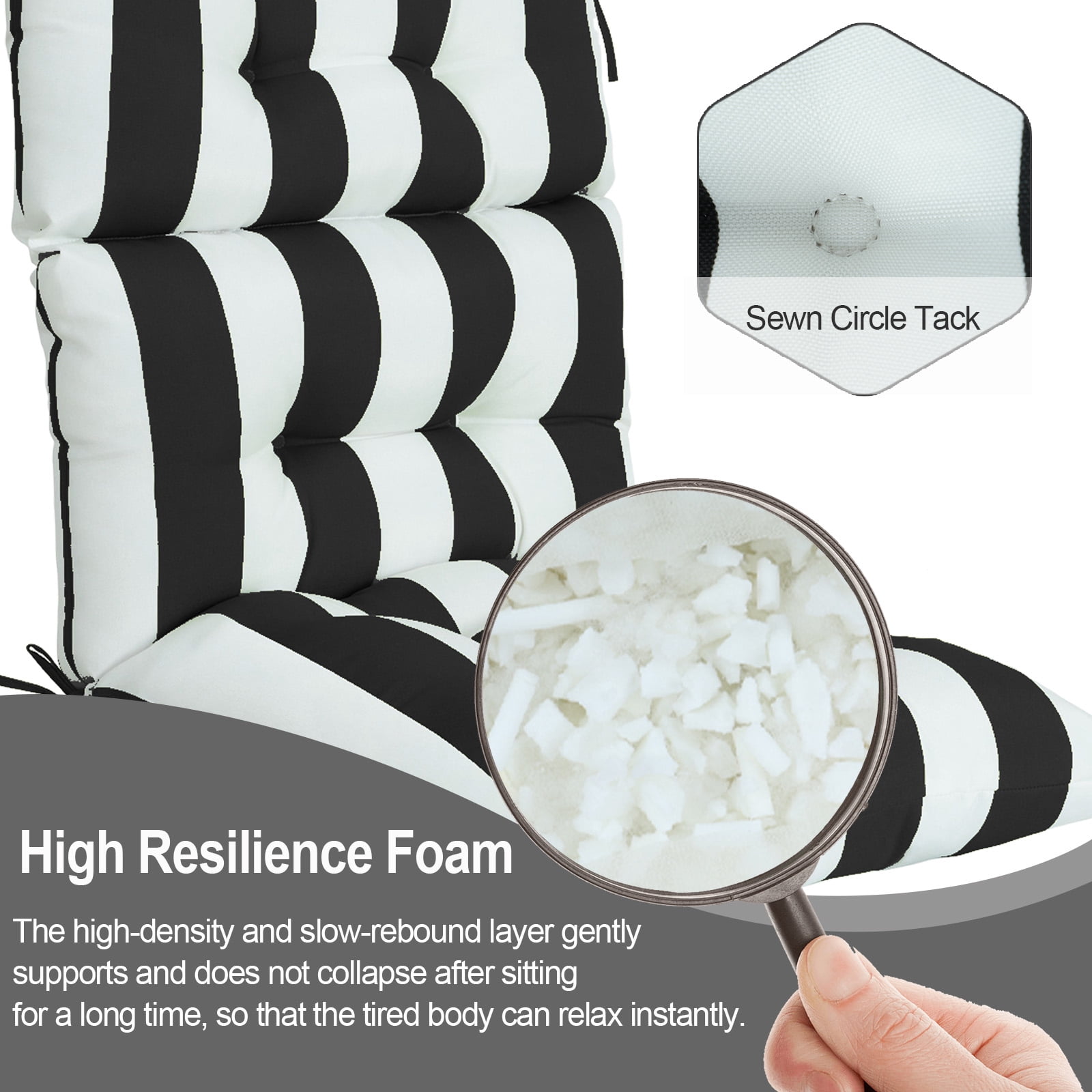 PUKNLY Outdoor Deep Seat Cushion Set, 44x22 in Waterproof Fade Resistant Patio Furniture Cushions