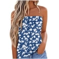 thumbnail image 2 of Womens Tank Tops Plus Size Strapless Sleeveless Printing Bandeau Tank Summer Casual Summer Wear Blue XL, 2 of 5