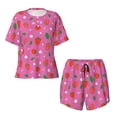 thumbnail image 5 of "Wukai Strawberry Floral Women's Pajama Set - Short-Sleeve Top and Shorts with Elastic Waistband and Pockets for Loungewear, Yoga, and Casual Wear-XX-Large, 5 of 8