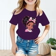 thumbnail image 2 of T-shirts pour Filles Mode Été Graphique Col Rond Manches Courtes Décontractés Hauts pour Filles Violet 13-14 Ans, 2 of 5