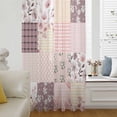 thumbnail image 6 of Boho Spring Floral Sheer Curtains 45 Inches Long, Vintage Flowers Patchwork Plaid Pink Light Filering Curtains, Breathable Simi Curtain Privacy Drapes for Kitchen Bathroom Small Window Treatment, 6 of 9