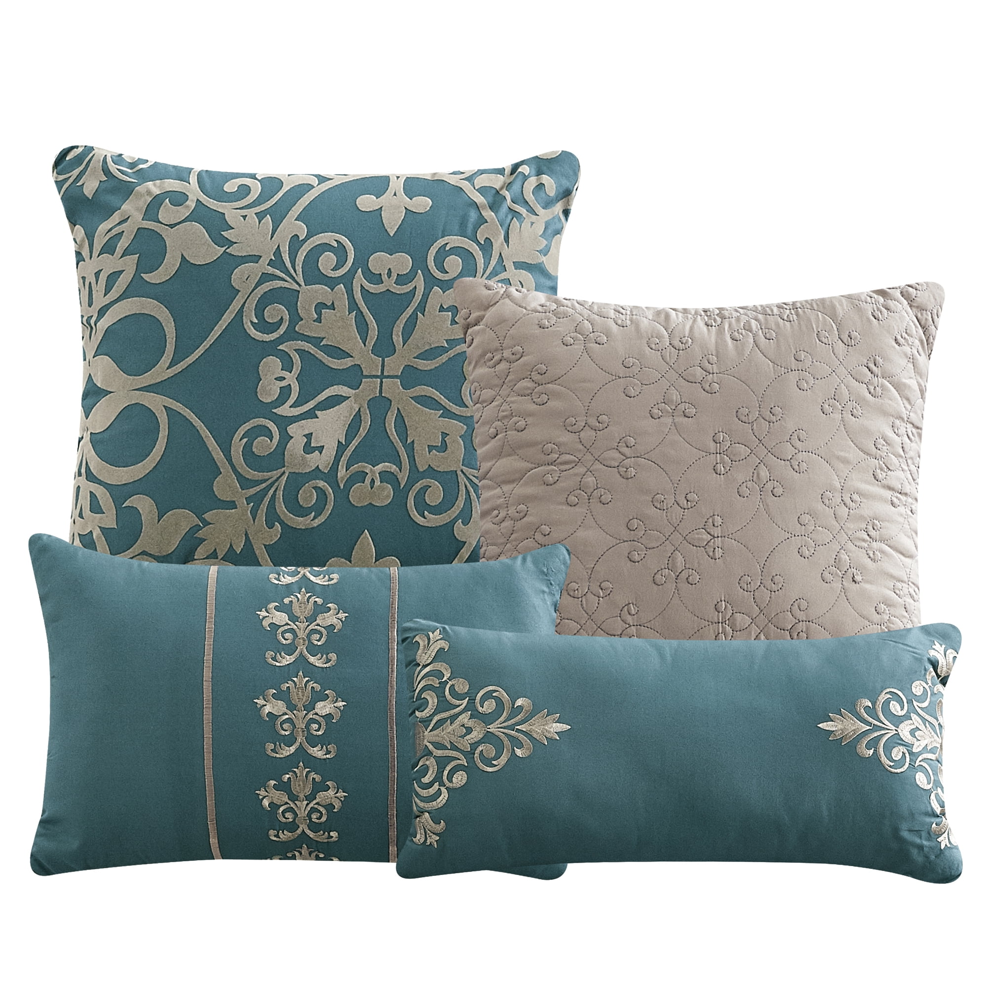 EvJk 7-Piece Luxury Comforter Set, Velvety Soft Flocked Design, King