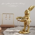 thumbnail image 2 of Clearance!!!Bunny Ring Holder Trinket Tray Gold Ceramic Jewelry Dish Rabbit Posture Ring Holder Porcelain Home Decor Gift for Women, Girlfriend, Valentine's Day, Eater, 2 of 6