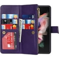 thumbnail image 4 of Fit Samsung Galaxy Z Fold 4 5G Case Wallet with S Pen Holder for Women [S Pen Not Include],Samsung Z Fold 4 Phone Case with Card Holder,Crossbody Lanyard Strap Zipper PU Leather Case,Purple, 4 of 14