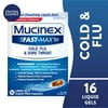 Mucinex Fast-Max Cold, Flu, & Sore Throat Relief Medicine, OTC Cough Suppressant, 16 Liquid Gels