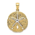 thumbnail image 4 of 14k Gold Two-tone Solid Two Tone Sand Dollar with  Starfish Charm Pendant, 4 of 7