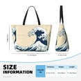 thumbnail image 4 of PAYOHTO Wave Japanese Motif Japan Large Beach Tote Bags for Womens Mens Sandproof Swim Pool Bag with Zipper for Travel Vacation, 4 of 7