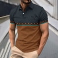 thumbnail image 1 of Blusa y camisa de manga corta con cuello vuelto para hombre, blusa de manga larga con solapa y botones estampados, blusa de poliéster para hombre, 1 of 5