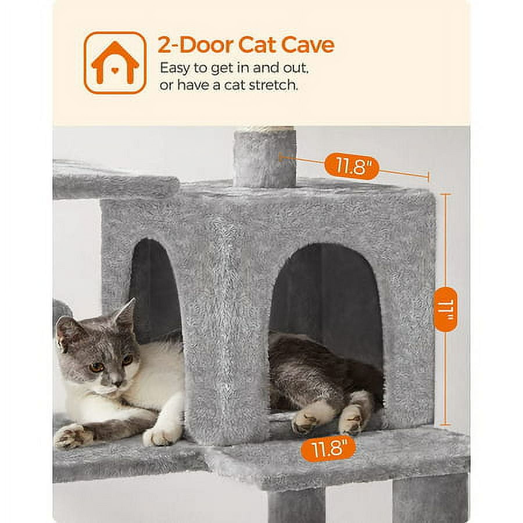 56.3'' Cat Tree Tower for Indoor Cats ,Multi-Level Cat Condo Cat Furniture with Scratching Posts, Perches, Hammock, Cave ,Light Gray