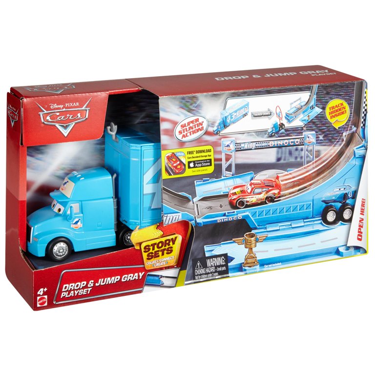 Disney Pixar Cars Drop Jump Gray Transporter Playset Walmart