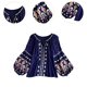 thumbnail image 5 of Blusa bordada con mangas abullonadas para mujer, ideal para ir de compras, fiestas, uso diario y playa. Azul, 5 of 8