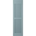 thumbnail image 6 of 15"W x 79"H Americraft Two Equal Louver Exterior Real Wood Shutters (Per Pair), Peaceful Blue, 6 of 10