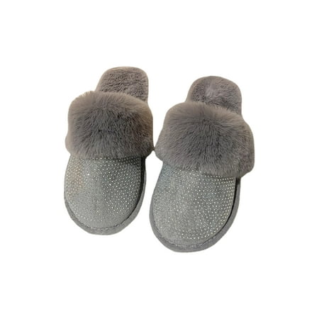 

Daeful Ladies Casual Closed Toe Plush Slipper Bedroom Comfort Fluffy Slides Women Indoor Fashion Slip On Fuzzy Slippers House Shoes Mules Clogs