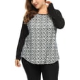 thumbnail image 2 of CamiseRaglán Con Estampado De Leopardo Cuello Redondo PaMujer Negro XXL, 2 of 5