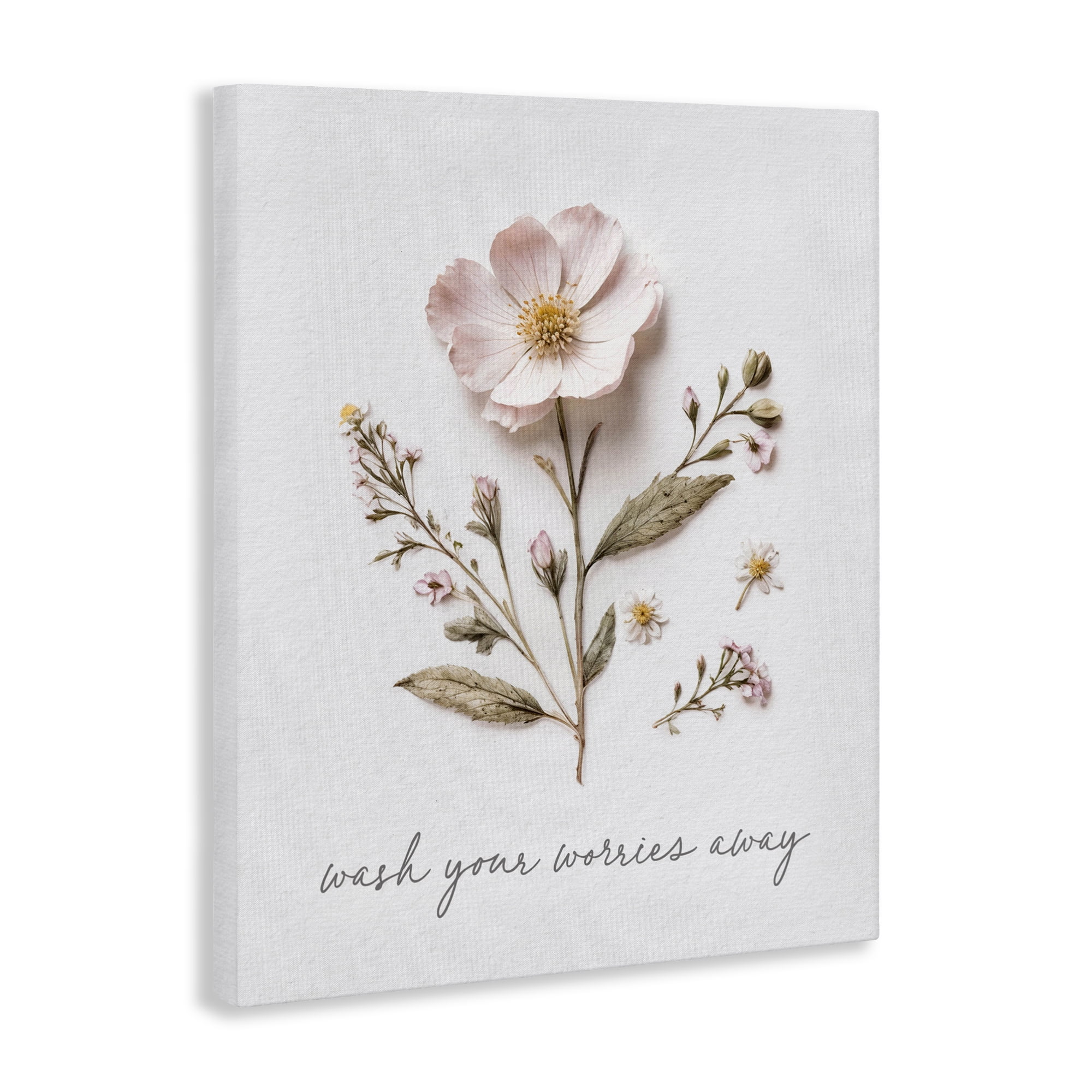Pressed Flower Wash Worries Away Canvas Wall Art, design by Lettered and Lined