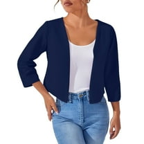 Jxximdong Fashion Coat for Women, Spring and Summer New Solid Color Short Suit Jacket Trendy Cardigan Top, Women's Coats Blue