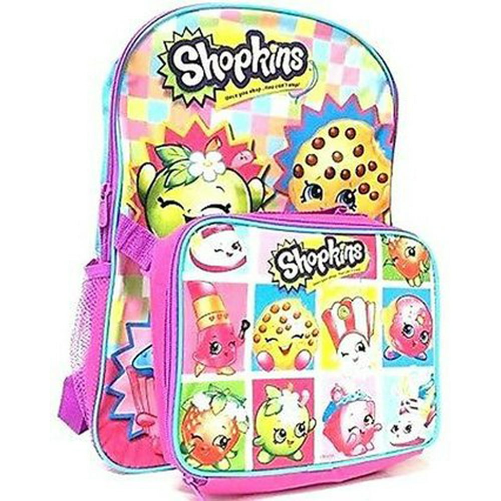 Shopkins Backpack w/Lunch Bag Girls School New 413353 Walmart