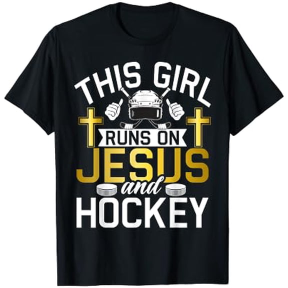 Faith-Inspired Hockey T-Shirt for Sports Enthusiasts - This Runs on Jesus and Hockey
