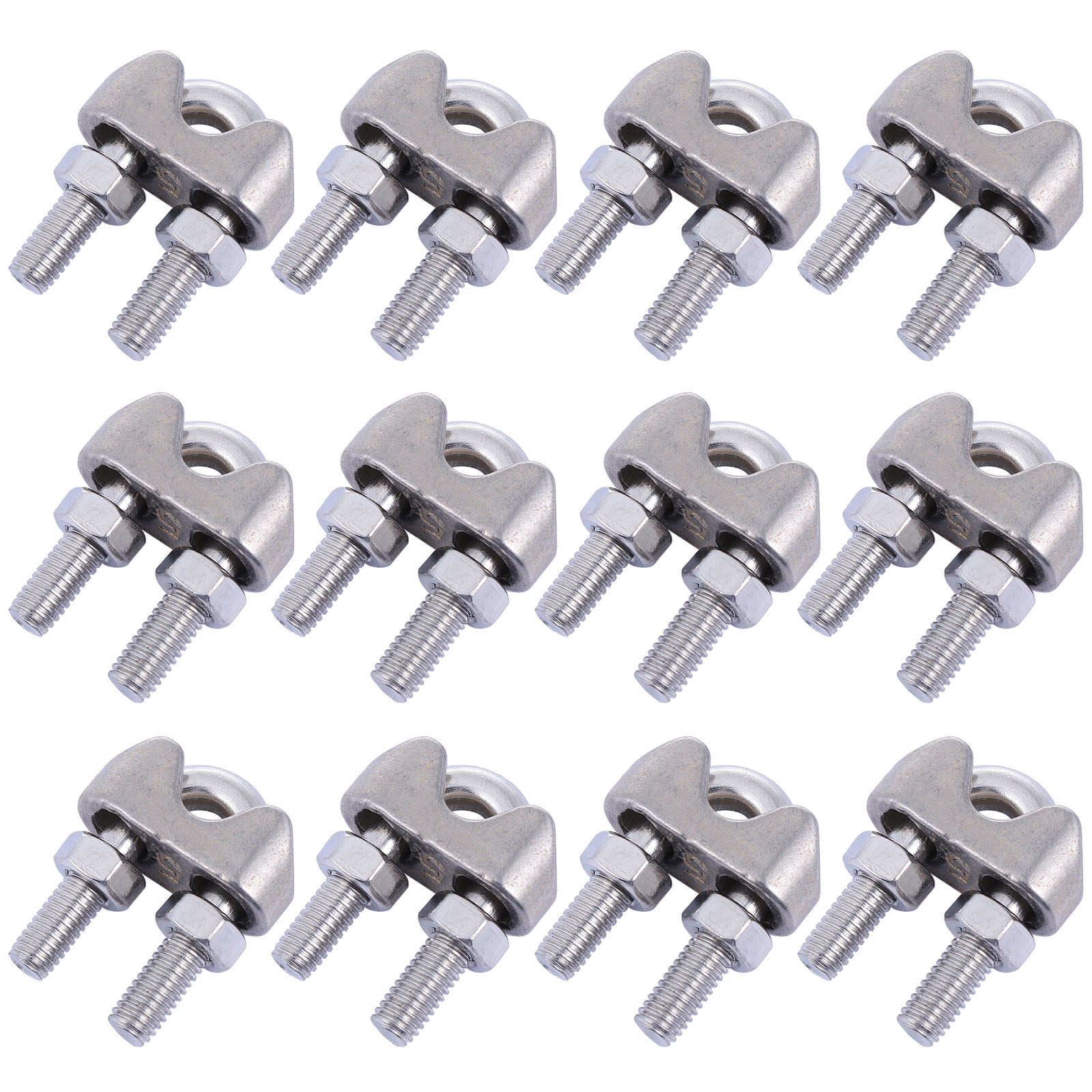 12 Pcs U Type Clamp Wire Rope Clamps Wire Rope Clip Cable Bolts Hardwares Clamps