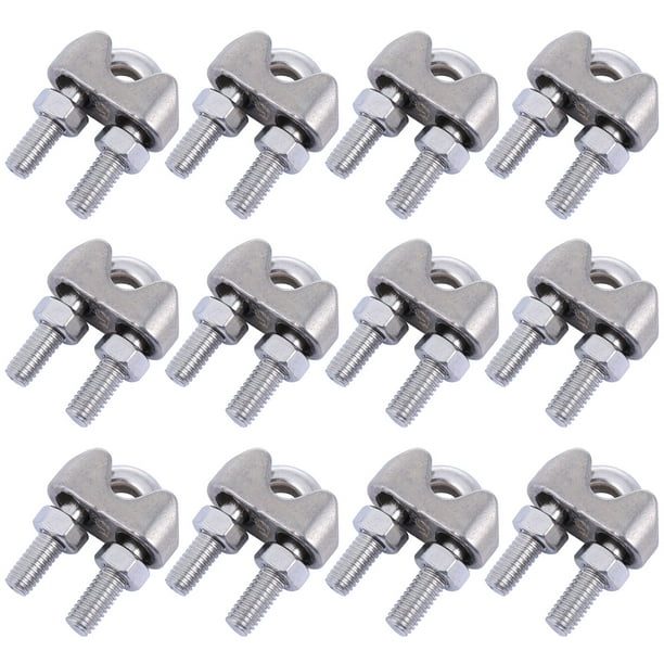 12 abrazaderas tipo U para cables de acero, clips para cables, pernos, herrajes y abrazaderas.