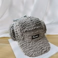 thumbnail image 5 of D GROEE Ladies Ear protective Baseball Winter Ladies Hat Earflaps Ear Thickened Plush Long Brim Sunshade Solid Color Lace Up Strap Windproof Lei Grey, 5 of 8