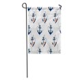 thumbnail image 1 of JSDART Blue Flower Beautiful Tropical Pattern Anchor and Hibiscus Abstract Geometric Stripes Colorful Floral Garden Flag Decorative Flag House Banner 12x18 inch, 1 of 2