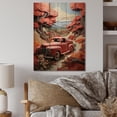 thumbnail image 2 of Designart "Road Legends Coral Pickup Truck Adventure I" Pickup Truck Print on Natural Pine Wood, 2 of 5