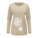thumbnail image 4 of Moda mujer Casual O-cuello estampado bolsillo blusa manga larga suelta Tops Fridja fhghd1593, 4 of 8