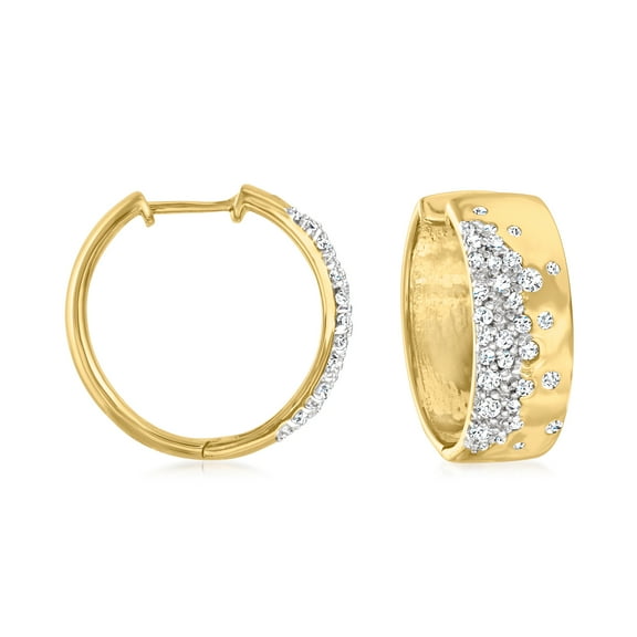 Ross-Simons 0.50 ct. t.w. Scattered Diamond Hoop Earrings in 18kt Gold Over Sterling, Women's, Adult
