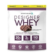 Designer Wellness, Designer Whey, Natural 100% Whey Protein Powder with Probiotics, Fiber, and Key B-Vitamins for Energy, Gluten-free, Non-GMO, Double Chocolate, 2 lb