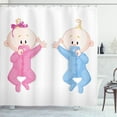 thumbnail image 1 of Ambesonne Playroom Shower Curtain, with Pacifiers, 69"Wx84"L, Peach Pink Blue, 1 of 3