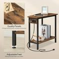 thumbnail image 6 of Wedge End Table with Charging Station, Recliner Wedge Side Table with Open Storage Shelves, Industrial Triangle Accent Table for Small Spaces, Corner, Living Room, Rustic Brown BF64UBZ01G1, 6 of 8