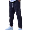 thumbnail image 1 of Pantalones de chándal vintage de pana para hombre: cintura elástica, dobladillo con cordón, poliéster, ropa urbana hip hop, 1 of 4