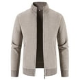 thumbnail image 2 of Herrnalise Men's Fashion Autumn And Winter Stand Collar Sweater Casual Fleece Jacket Beige, 2 of 5