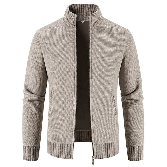 EGNMCR Jackets for Men Men's Fashion And Winter Stand Collar Sweater Casual Fleece Jacket