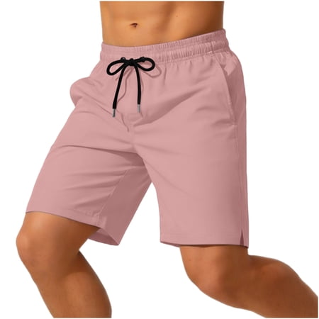 SBYOJLPB Shorts for Men Casual Fashion Solid Shorts with Pocket Elastic Waist Short Pants