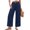 Navy, variant on Womens Cotton Linen Pants Casual Button Up High Waisted Wide Leg Trousers Business Offices Trousers Straight Pants Trouser Summer Clothes Beige L