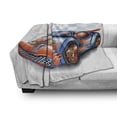 thumbnail image 3 of Cars Soft Flannel Fleece Throw Blanket, Cartoon Style Speeding Racing Car Event Championship Racetrack Victory Drive, Cozy Plush for Indoor and Outdoor Use, 50" x 70", Orange Blue Black, by Ambesonne, 3 of 6
