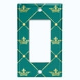 thumbnail image 5 of Metal Light Switch Plate Cover Elegant Yellow Tufted Crown Emerald Damask DAM100, 5 of 13