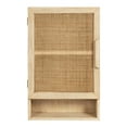 thumbnail image 6 of Kate and Laurel Ori Transitional Cane Wall Cabinet with Door, 15 x 7 x 24, Natural Wood, Decorative Rattan Over the Toilet Cabinet with Two Shelves and Bonus Storage Cubby, 6 of 11